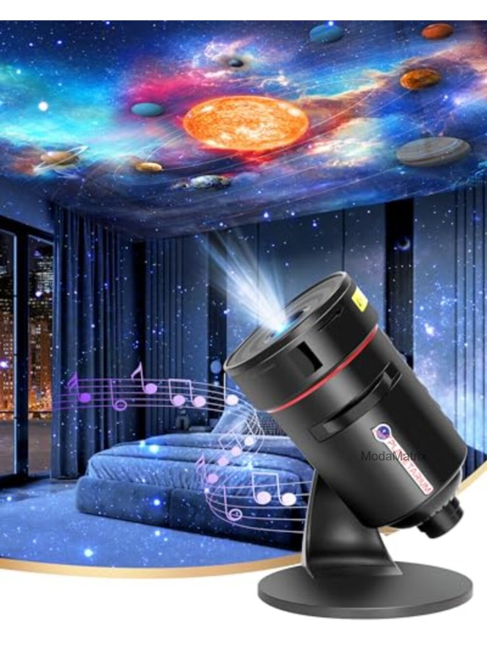 Galaxy Projector Star Night Light with White Noise, 28 Sounds, Timer, 360